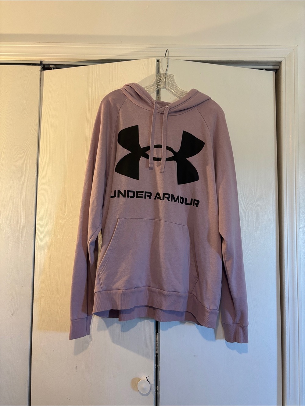 Gently worn Under Armour  Crewneck Hoodie - Dusty Rose with Black Logo